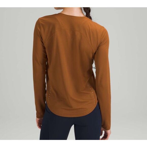 Lululemon High Neck Running and Training Long Sleeve, Copper Brown, Sz 8 - Picture 3 of 5